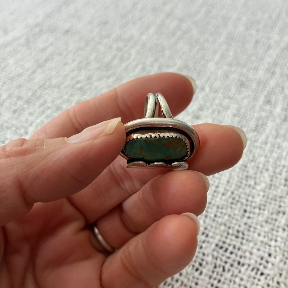 Vintage Silver Turquoise Ring Size 7.5 Stamp DM Begay Hallmark Navajo - Picture 4 of 5